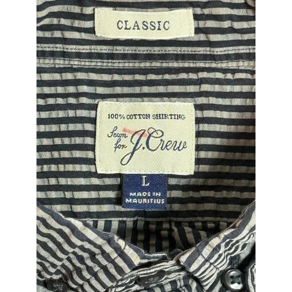 J Crew‎ Classic Fit Striped Cotton Button Down Shirt Mens Size L